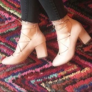 Lace up kitten heels